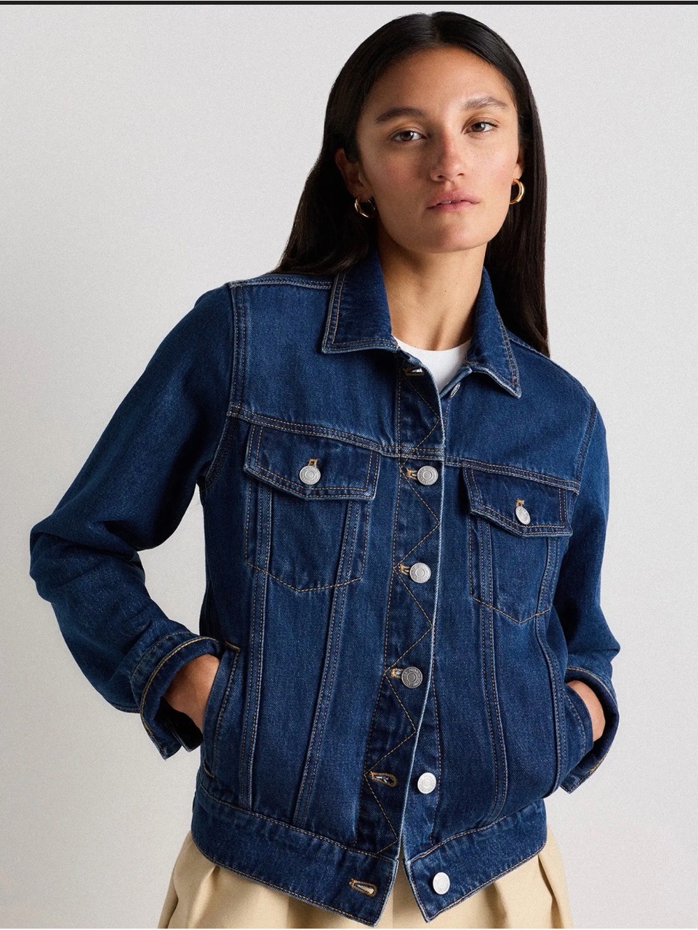 Quince 100% Organic Cotton Denim Jacket in Dark Indigo XL NWT IN QUINCE BAG 703